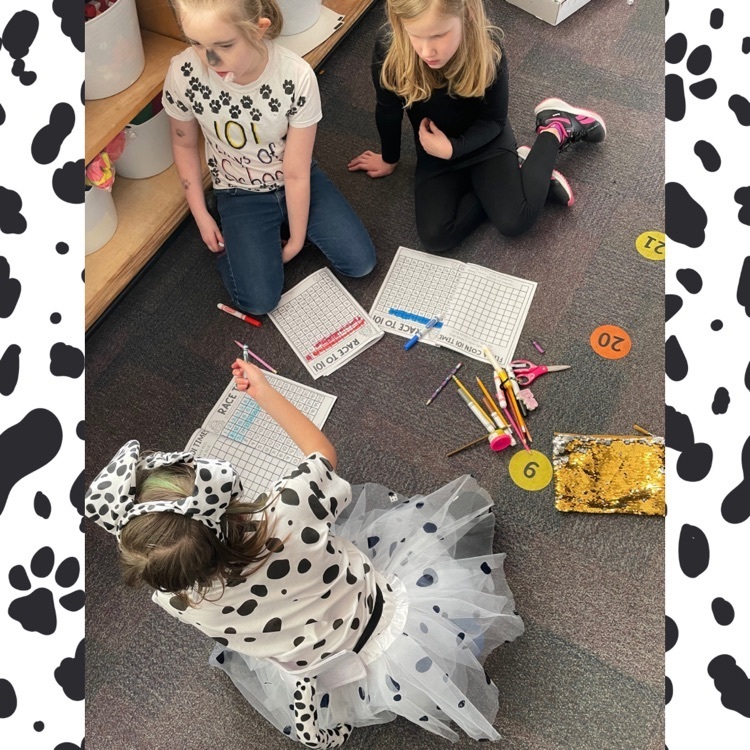 Students dressed in Dalmatian clothing